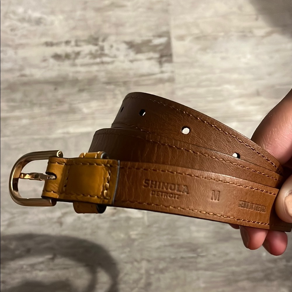 Shinola Brown Leather Two Toned Belt